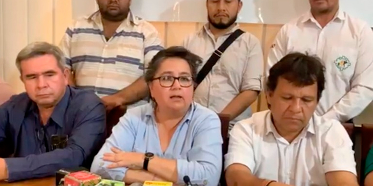 Ministra de Trabajo, Verónica Navia, en conferencia de prensa. Foto: Ministerio de Trabajo