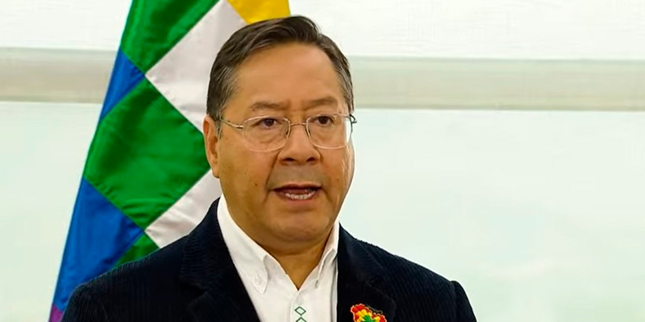 El presidente Luis Arce en un mensaje presidencial