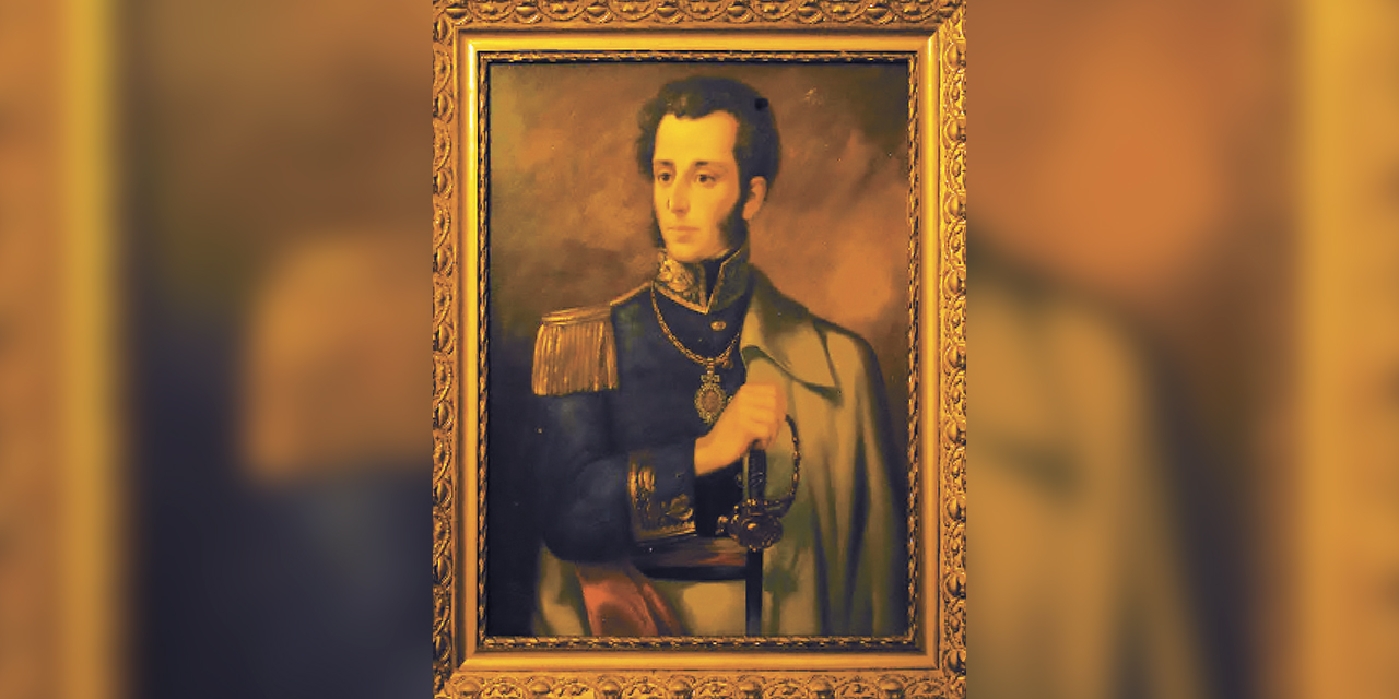 Sucre, en un antiguo cuadro que adorna un salón del Palacio Quemado de La Paz.
