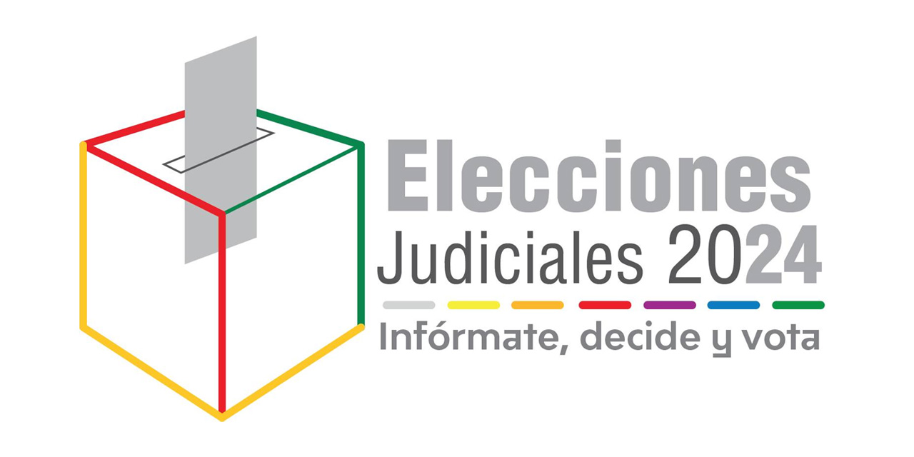 El logo del TSE para la elección de autoridades del Tribunal Constitucional Plurinacional y del Órgano Judicial 2024. Foto: TSE