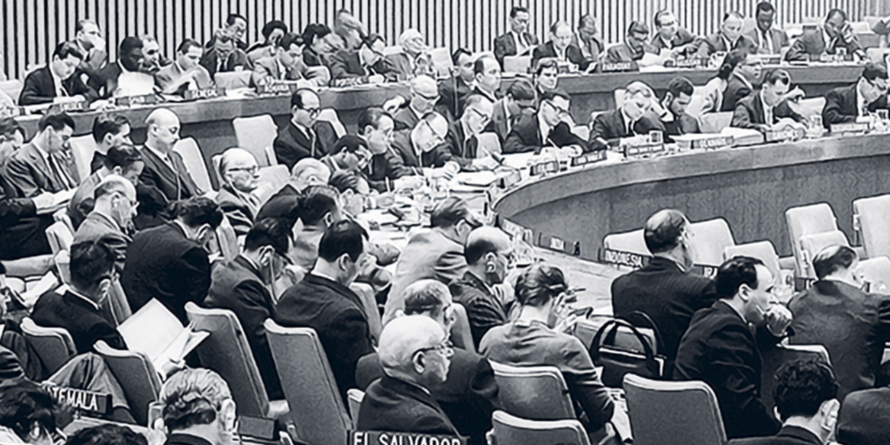 La sala de conferencias sobre la Convención Única sobre Estupefacientes el 24 de enero de 1961 en Naciones Unidas, Nueva York. | Foto: ONU
