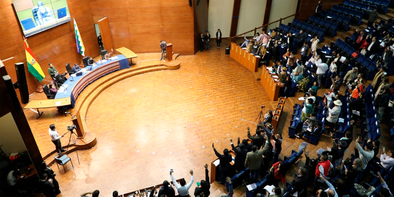 La sesión en el Centro Internacional de Convenciones y Cultura de Sucre. Foto: Vicepresidencia del Estado