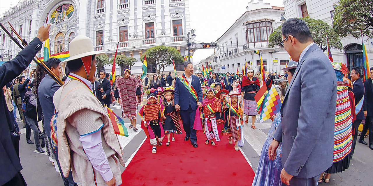 El presidente Luis Arce en la capital del Estado.  | Foto: Presidencia