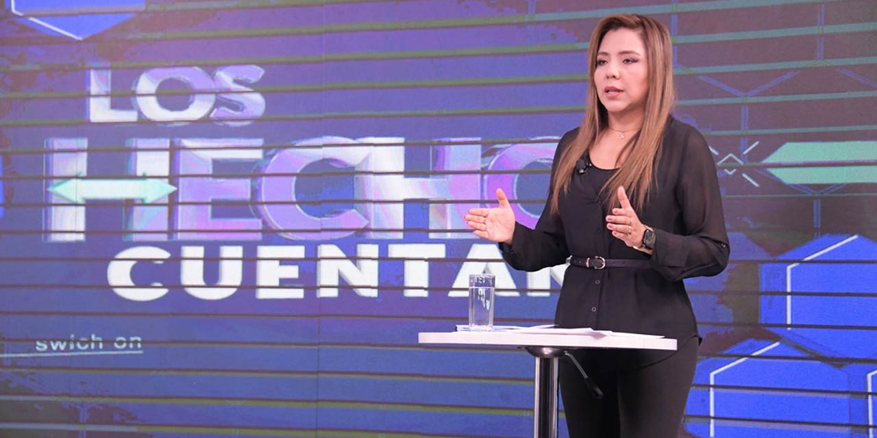 La viceministra de Comunicación, Gabriela Alcón, en entrevista con Bolivia Tv. Foto: Josué Cortés