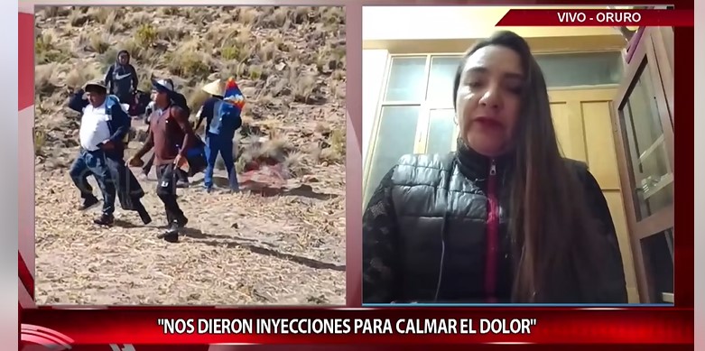 La periodista de Cadena A Irene Torrez en contacto en su medio de comunicación. Foto captura de pantalla