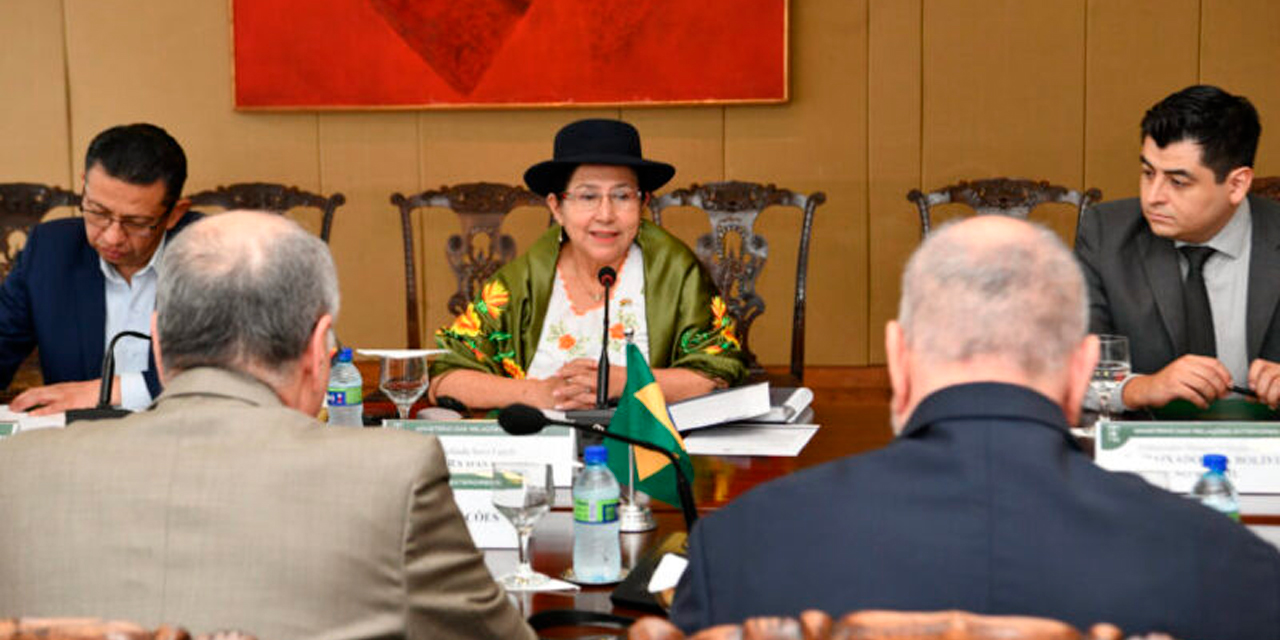 Los cancilleres de Bolivia, Celinda Sosa, y de Brasil, Mauro Vieira, se reunieron este miércoles en Brasilia. Foto: Cancillería
