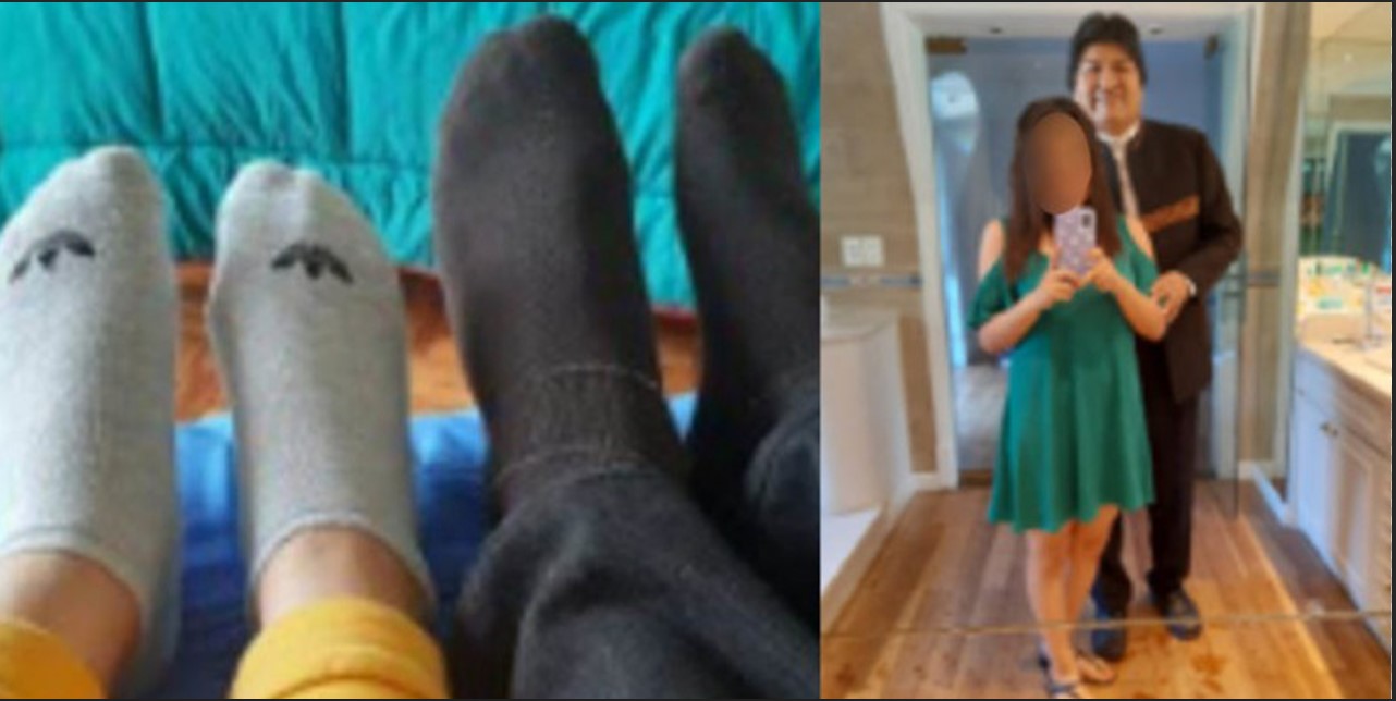 Fotos del celular de la niña Noemí, quien admitió en 2020 que es enamorada del expresidente. La adolescente confirmó que una foto muestra sus pies y los de Evo Morales, en la turística Ushuaia, Argentina. 