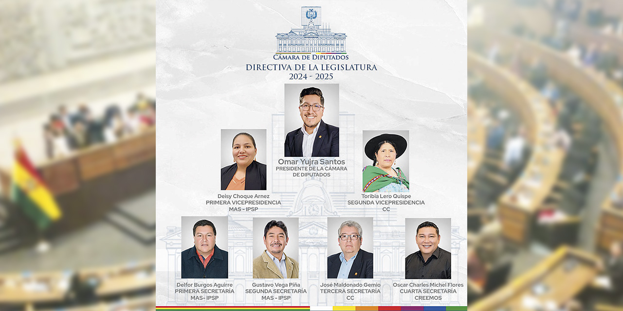 La nueva directiva de la Cámara de Diputados, de la Asamblea Legislativa Plurinacional.