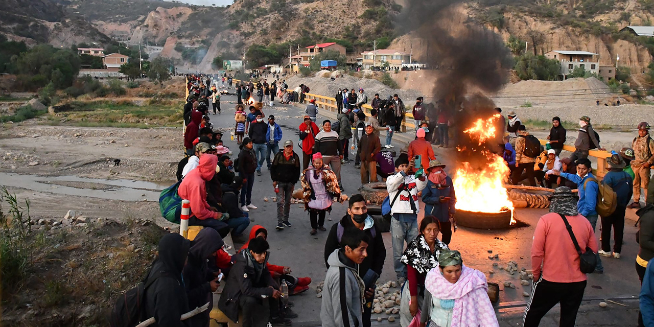 Un bloqueo en Cochabamba.