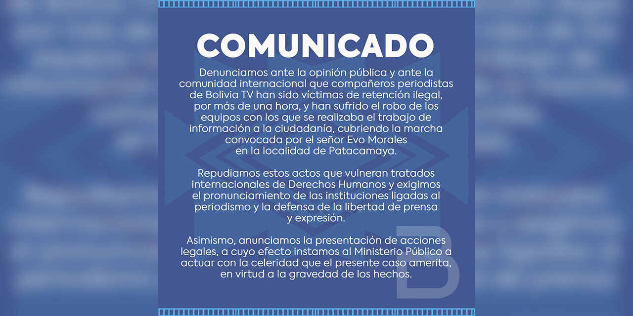 El comunicado de Bolivia Tv.