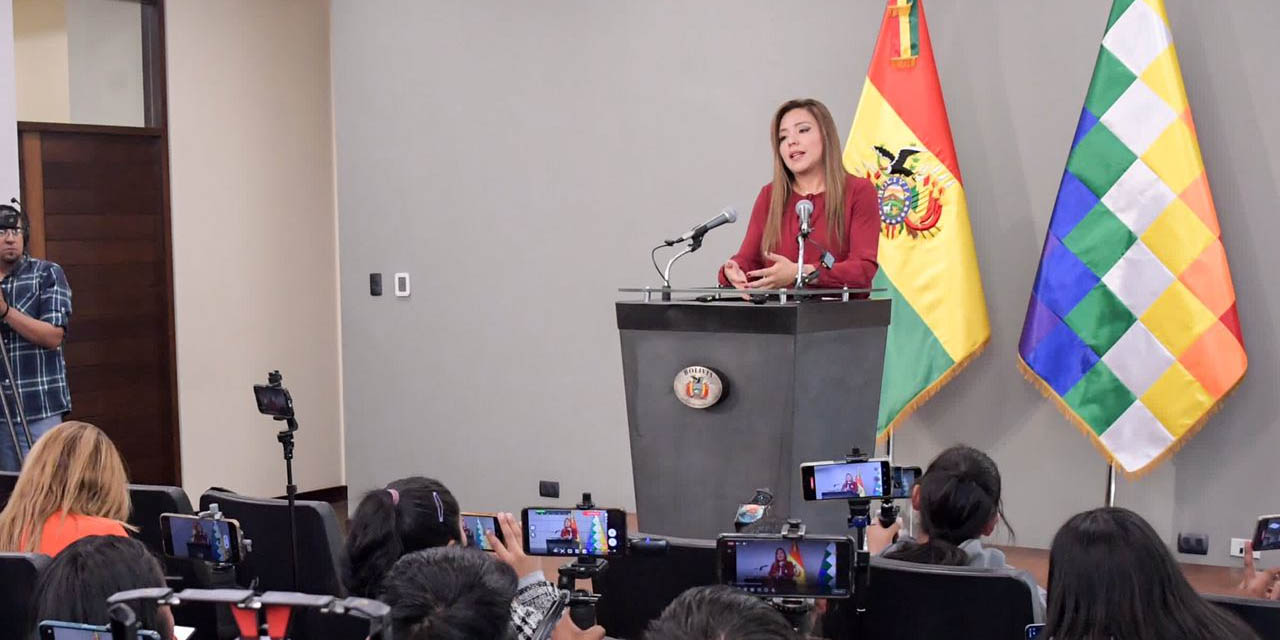 La viceministra Alcón en conferencia de prensa, este miércoles. Foto: Josué Cortéz